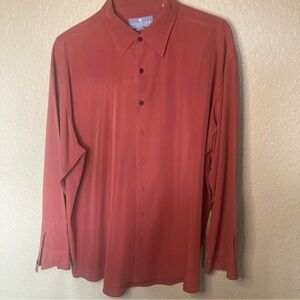Kenneth Cole Reaction Mens Casual Business Coral Shirt XL Long Sleeve w/Buttons